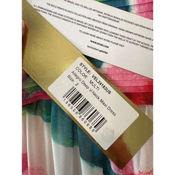 PatBO NWT Allegro Deep V-Neck Floral Chiffon Maxi Dress Size 2 Multicolor Print - Picture 6 of 11